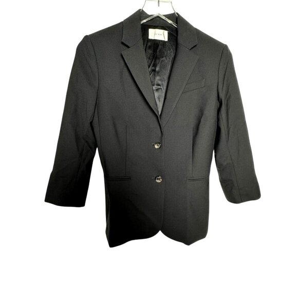 THE ROW Black Wool SCHOOLBOY 3/4 Sleeve Button-Front Blazer Jacket womens size 4 - Picture 2 of 10